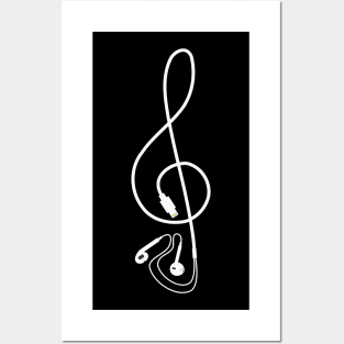 Earpods headphones in the shape of a musical treble clef with the iconic Lightning connector Posters and Art